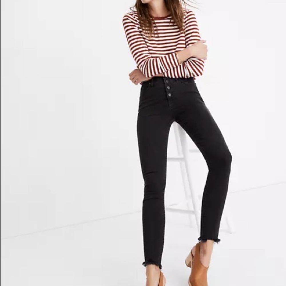 Madewell Petite 10” High Rise Skinny Jeans Berkeley Button-Through Edition